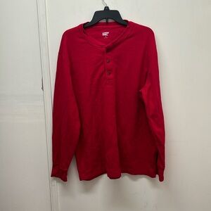 Lands' End Red Long Sleeve Ribbed Hensley Top - Size XL